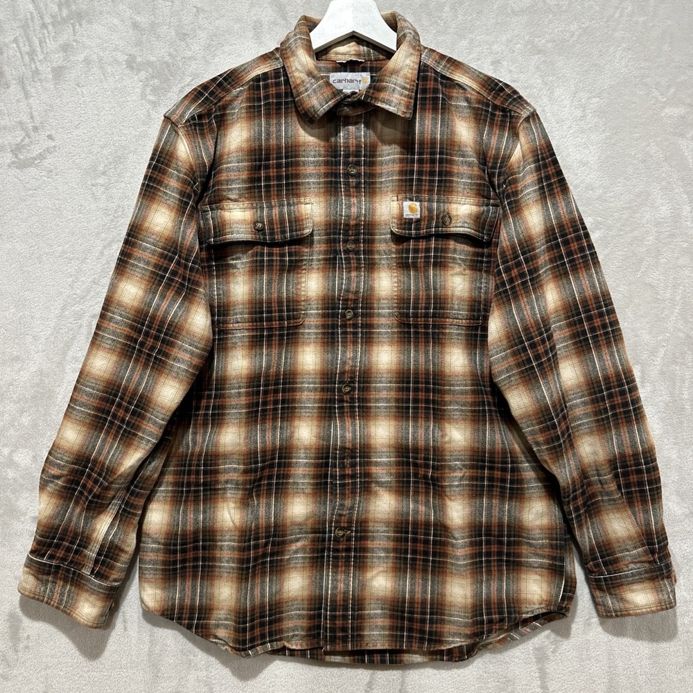 Carhartt Hubbard Plaid Flannel Long Sleeve Shirt M Original Fit Men's Button Up